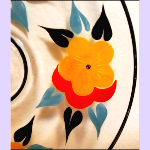 Vintage 40s/50s Hand Painted Hors d'oeuvre/Cake/Tidbit Plate - Picture 7 of 9